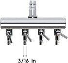 Aquarium Air Valve 4 Way Inline Manifold Flow Pump Tubing Splitter Silver 