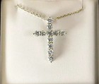 2ct Round Cut Lab-created Diamond Women s Cross Pendant 14k Yellow Gold Plated