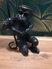 Vtg Metal Bronze Monkey Holding Business Cards  heavy  Nice 