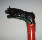 Antique Vtg Early 20th C 1930s Folk Art Cane Carved Bear Handle Walking Stick 