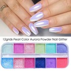 12 Colors Nail Holographic Pearl Color Aurora Pigment Nail Art Glitter Dust D   