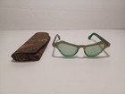 Vintage 1950 s Green gold Eyeglasses Prescription Lenses With Case