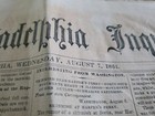 Antique Philadelphia Inquirer August 1861 Civil War Newspaper As Is