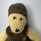 Crochet Brown Teddy Bear In Overalls Handmade Doll Stuffed Animal Toy 13 5   
