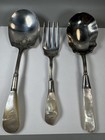 Antique Sterling Silver Mother Of Pearl Handle Serving Flatware Set 3pcs