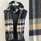 Men Women Winter Warm 100  Cashmere Scarf Wrap Plaid Black Camel White Soft