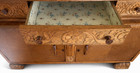 Antique English Tiger Oak Sideboard  Hand-carved Floral Details  Arts   Crafts