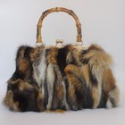 Real Fox Fur Handbag     Vintage Kisslock Purse With Handle  Patchwork From Eth   