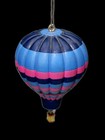 3 5    Hot Air Balloon Painted Wood Christmas Ornament Hanging Pink Blue Striped