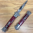 9  Tactical Red Pearl Spring Assisted Open Blade Folding Pocket Stiletto Knife
