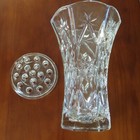 Vintage Thick Cut Crystal Vase 10  Heavy Starburst Pinwheel Floral Clear Glass