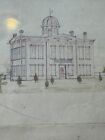 Antique 19th Century Group Of Drawings Building Nautical Ship Scene Matted 15x10