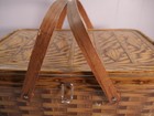 Vtg Wood Grain Metal Tin Picnic Basket- Lunch  Craft Or Bread Box W wood Handles