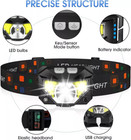 2pc Headlamp Flashlight 1200 Lumen Led Rechargeable Headlight White Red Light 