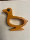 Bakelite Duck Napkin Rings Three Vintage Butterscotch W red  Green   Yellow Eyes