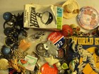 Junk Drawer Lot Coins Political Pins Jewelry Belt Buckles Souvenir Spoons   b
