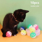 10pcs Hollow Cat Toy Balls With Bell - Interactive Pet Toys For Indoor Cats  New