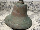 Brass Bell Antique 10  Ship Nautical Brass W brass Handle Salvage 17  Tall 16 Lb