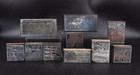 Vtg Printing Letterpress  10  Printer Blocks War Action Movies Stack Keith 1960s