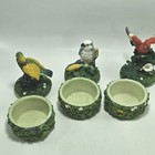 3 Vintage Tropical Parrot Bird Trinket Dish With Lids 1990s Colorful Nwt 