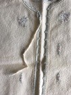 Antique Or Vintage White Flannel Jacket Blue Needlework S s Pink Flowers 