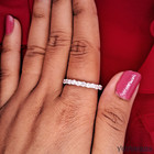 1 Ct  Excellent Round Cut Moissanite Eternity Wedding Band Solid 14k White Gold