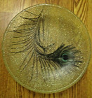 Vintage Plastic Bowl Home Decor Mid Century Modern Peacock Feather Glitter