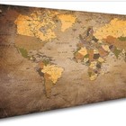 Vintage World Map Canvas Wall Art Stretched Canvas Political