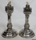 Pair Of Vintage Candlesticks Candle Holders W  Anchor Compass Rose Markings