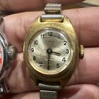 Set Of 2 Vintage Timex Watch Womens Silver Red Dial Date Manual Wind -for Repair