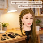 18 Inch 100  Human Hair Mannequin Head Cosmetology Styling Braiding Clamp Kit
