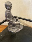 Michael Ricker Pewter Boy Sitting On A Train  12474 Signed