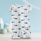 Nwt Vtg 2003 Gymboree Big Waves Shark Romper Sleeper Gymmies 0-3 Months