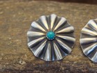 Native American Sterling Silver   Turquoise Concho Post Earrings By Soce