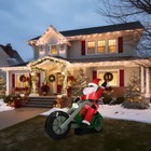 6-ft  Wide Motorcycle Santa Blow Up Inflatable With Lights  Outdoor Christmas   