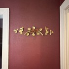 Vintage Copper   Brass Roses leaves 3d Metal Wall Art 30x8 Mcm Retro