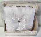Ring Bearer Pillow 8  Sq Rhinestone Trim White Satin Wedding Supplies