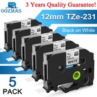 5pk Brother P-touch Tz-231 Tze-231 12mm Label Tape Black On White 1 2  Pt-d210