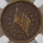 1863 Civil War Token    shoot Him On The Spot    Flag Of Our Union Ngc Xf Details