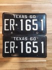 Vintage 1960 Texas License Plate Set  Good Condition   Unrestored   
