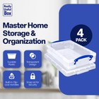 Really Useful Box 4l Storage Container With Lid And Clip Lock Handles   4 Pack 