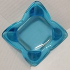 Vintage Blue Swirl   Milk Glass Ashtray Retro Mcm -cigarette Tobacco Decor 4 x4 