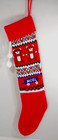 Vintage Knit Christmas Stocking Noel Wagon Teddy Bears 22 