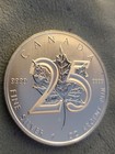 2013 Canada 1-oz  9999 Fine Silver 25th Anniversary Maple Leaf 5 Dollar Coin