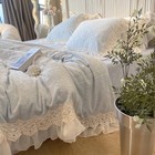 Bedding Set 4 Pcs 3d Carved Milk Velvet Double-layer Lace Duvet Cover Bed Sheet