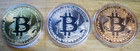 Three Bitcoin Digital Decentralized Gold  Silver  Copper Coins