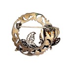 Vtg Estate Sterling Silver W  Heart Orange Rhinestone Flower Brooch Pin  47 