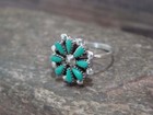Native American Indian Sterling Silver Turquoise Cluster Ring Size 5 5