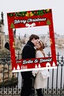 Personalised Merry Christmas Xmas Selfie Frame Red Party Green Tinsel Photo Prop