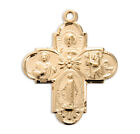 Gold Over Sterling Silver Four-way Cross Catholic Medal Pendant Necklace